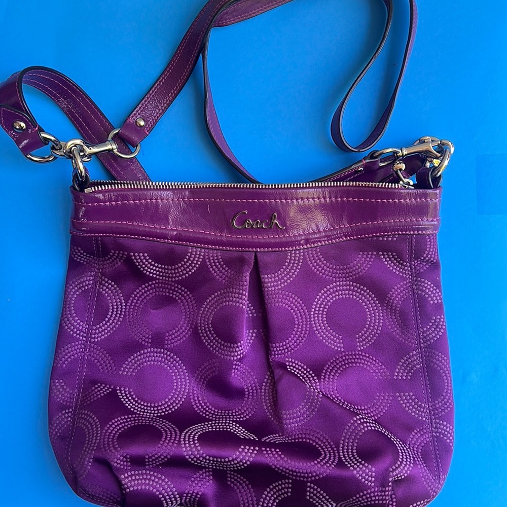 COACH purple 10x12 crossbody or shoulder bag. Can wear either way!